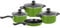 Gr8 Home 7 Piece Non Stick Kitchen Cookware Set Cooking Pot Frying Pan Saucepan with Glass Lids (Green)