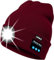 ATNKE LED beleuchtete Bluetooth Beanie Kappe, wiederaufladbare USB-Musikalische Laufmütze mit extrem hellem 4 LED Licht wasserdichte Lampe für das Skifahren/Wine Red