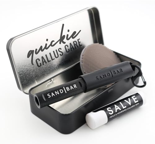 SandBar Callus Removal, Hand Callus Remover Salve Balm Stick for Working Hands, Lightweight Dead Skin Remover Tool Grit Surface, Knurled Handle, Magnetic Cap Hand File 4 - Black