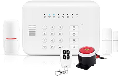 HUIOP - Kit de sistema de alarma de seguridad, numeración automática GSM + WiFi Sistema de alarma inalámbrico de seguridad doméstica, sistema de alarma de seguridad doméstica, GSM detector de