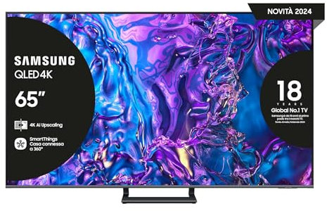 Samsung TV QE65Q74DATXZT QLED 4K, Smart TV 65 Quantum processor 4K, AirSlim, DVBT-2, Q-Symphony & OTS Lite, Integrato con Alexa e Bixby, compatibile con Google Assistant, Titan Gray 2024