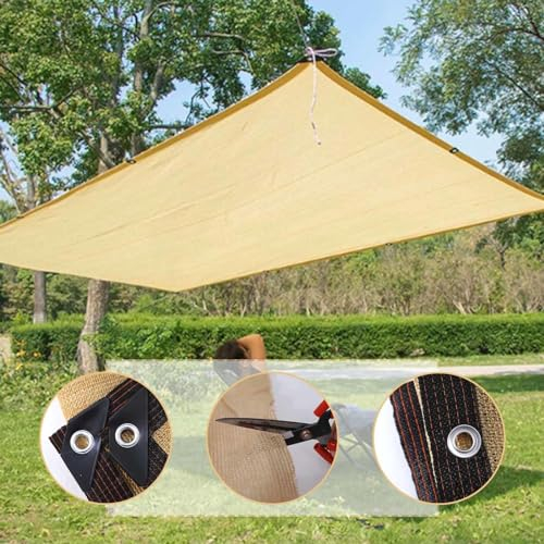 Schattierungsnetz, 2x2m,2x3m,2x4m,3x3m,3x4m,4x4m,4x5m,4x6m,5x6m, Schattennetz Gewächshaus, Verdicktes Haltbares Schattierungsgewebe, Windstopper Sonnensegel, Beige.,Beige-3x3m(9.8 * 9.8ft)