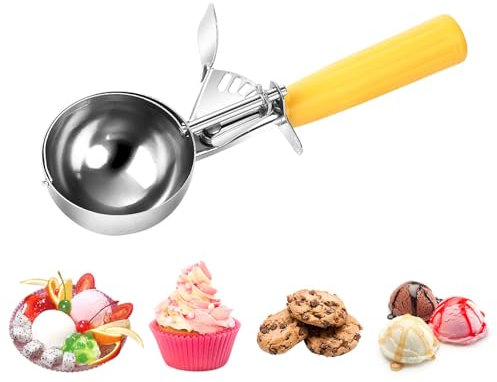 ZJHFC Eisportionierer mit Auslöser 70 mm Eisportionierer Edelstahl, extra groß Eislöffel Portionierer für Cookie-Teig, und EIS Für Eiscremekugel, Backen, Melonenkugel, 24 TSP / 8 tbsp / 118ml