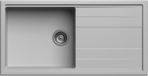 Focus lavello cucina Orlando grigio chiaro perla 1 vasca con gocciolatoio 100 x 51 cm Made in Italy