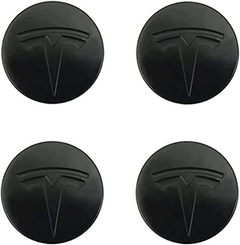 4 Pièces Enjoliveurs de Roue pour Tesla Model 3 2023-56mm, Cache-moyeux Autocollant de Capuchon de Jante Enjoliveur de Centre de Roue de Voiture Autocollant de Badge,BlackA