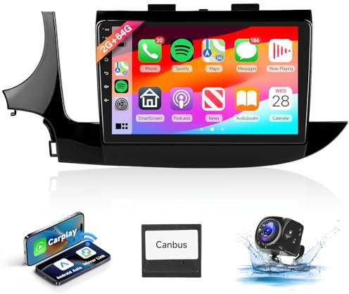 【8 Kerne 2+64G】 Hodozzy Carplay Autoradio für Opel Mokka X/Buick Encore 2016-2019, Android Autoradio 9 Zoll Touchscreen mit Android Auto/Mirror Link/WiFi/GPS/RDS/FM/BT/USB