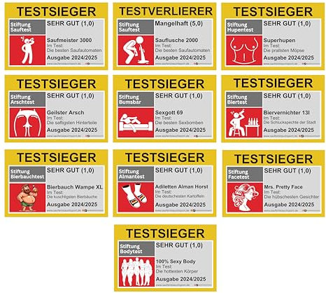 200x Testsieger Sticker Set 2.0 / Malle Aufkleber Set/Festival Sticker/Party Sticker/Sauf Sticker/Mallorca/JGA Sticker/Oktoberfest (5,5 x 8,5, 200, stück)