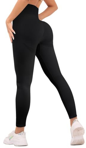 Getervb Damen Sports Leggings Booty Scrunch Butt High Waist Leggings Push Up Seamless Blickdichte für Gym Yoga Hosen Elastische Sporthose