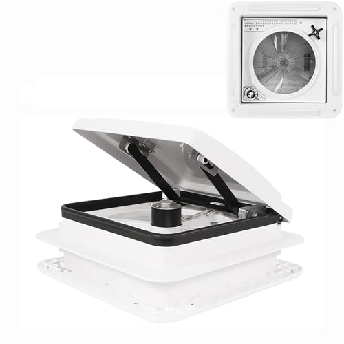 XRRJFYH Ventilatore Camper con Luci LED Oblo Camper 28x28 Ventilazione Roulotte Ventola di Ventilazione per Camper 12v(Wit)