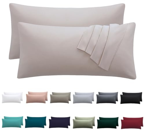 Nesture Kissenbezug 40x60 2er Set, Beige, 100% Mikrofaser | kopfkissenbezug 40x60cm mit Reißverschluss, kissenhülle weich & bügelfrei, atmungsaktiv, Pflegeleicht bei 60°C waschbar