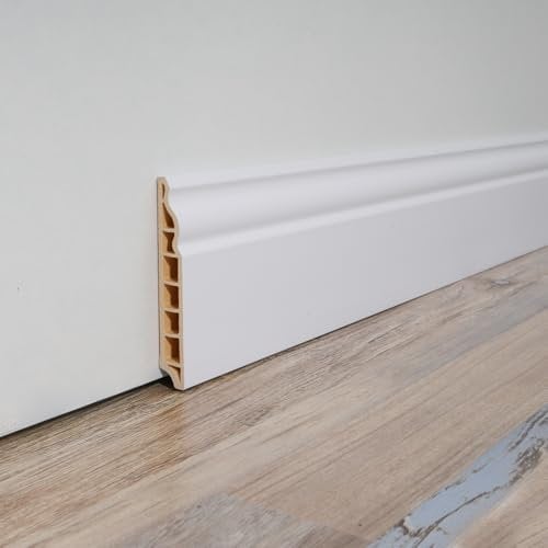 Art3d Wall Baseboard Molding Trim 8-Pack of 56 x 3.2 in., High Impact Polystyrene Skirting Board - Installed with Glue - White