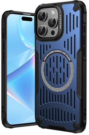AKABEILA for iPhone 14 Pro Case Heat Dissipation Cooling Compatible with MagSafe Magnetic Fast Charging Case Shockproof 6.1 Inch Dark Blue