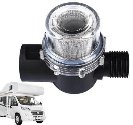 Honhoha Filtre de Pompe de VR Tamis filtrant Ligne Filtre Crépine Pompe Tuyau Crépine, Filtre de Pompe à Eau de Camping Car en Acier Inoxydable pour réservoir d'eau de Camping-Car, réduit l'entretien