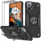 KANSi Cover per Motorola Moto G34, Vetro Temperato [2 Pack] Custodie Silicone TPU 360° Rotante Anello Magnetica Anello Ring Supporto Bumper - Nero