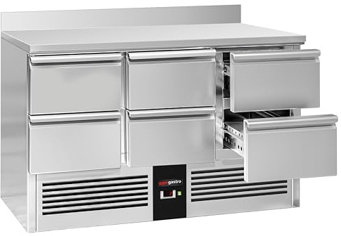 GGM Gastro | SAG147E6AND | Kühltisch PREMIUM - 1365x700mm - 6 Schubladen - Aufkantung