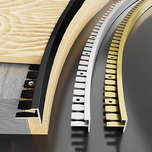 Raouoae Abschlussprofil Für Fliesenkanten 135cm 2 Stück Biegbar F-Form Abschlussprofil Schutz Vor Abnutzung Und Optisch Ansprechend Verwendet Für Kantenschutz(Gold,Höhe: 12mm)
