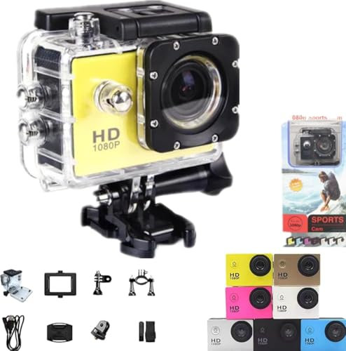 Outdoor Sports Camera-SJ4000 Waterproof Diving Bicycle Records, HD Touch Screen, Image Stabilization,Action Camera Two-in-one Waterproof Camera(Yellow)