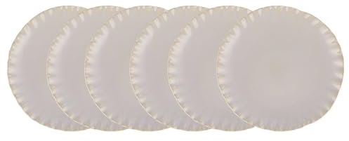 BUTLERS Teller Ø23cm 6er Teller Set FLORENCE Steinzeug Geschirr | Kuchenteller Frühstücksteller Speiseteller Essteller | akzentuierte wellige Ränder | Mikrowellen- & spülmaschinenfest