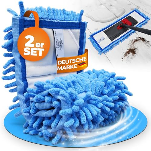 Wowtowelz Wischmopp Bezug Bodenwischer Wischbezug Nass- und Trockenreinigung (Dual Active, 40 cm - 2 Stück)