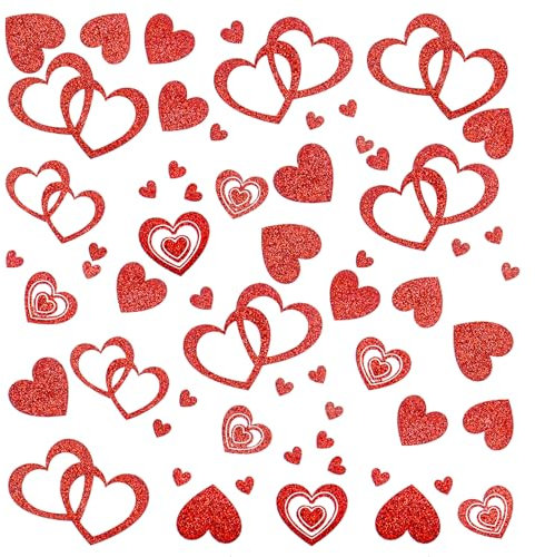 Dmnnlp 8 Blatt Glitzerherz Sticker, Herz Sticker Hochzeit GäStebuch Fotoalbum, Rot Gemischt Liebe Sticker Deko für Valentinstag Muttertag Hochzeit Geburtstag