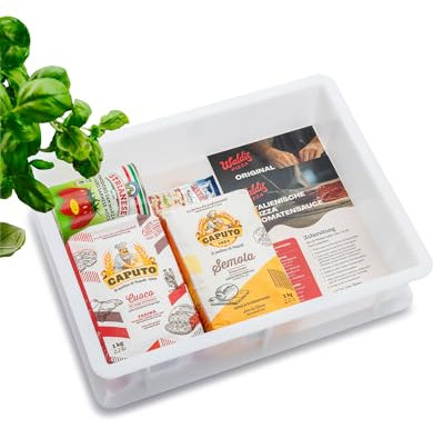 WALDIS PIZZA Mini-Starter-Set - Pizza Zubehör - Geschenkset - Pizzaballenbox 40 x 30 x 10 cm - Inkl. Zutaten - Mit Tipps & Rezepten