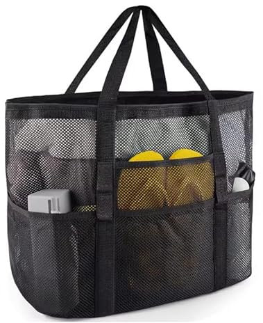 Anicy Strandtasche Groß - Strandtasche mit Reißverschluss Shopper Mesh Badetasche, Netztasche Sandspielzeug Tasche, Beach Bag Einkaufstaschen, Familie für Reisen Einkaufen und Alltag