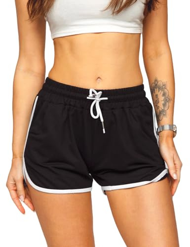 Hanyomo Frauen Athletische Yoga Fitness Shorts Gym Laufen Bodybuilding | Terry Baumwolle, Mittlere Stärke Shorts, Booty-Shorts, Trainingshose, Running