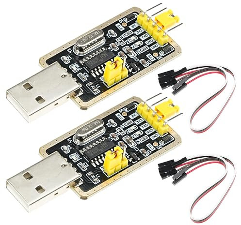 A-DIGISHUO 2PCS CH340G UART-TTL USB Adapter with 3.3V/5V Jumper Cable, Compatible with Arduino, Model Number: QJ-USB-TTL-Cable-Black