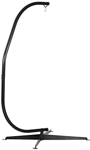 Outsunny Support de Fauteuil Suspendu, Support Chaise Suspendue, Base en X, Cadre en C, Boucle à Ressort Inclus, Cadre en métal Robuste, Charge Max.120 kg, 114 x 80 x 208 cm, Noir