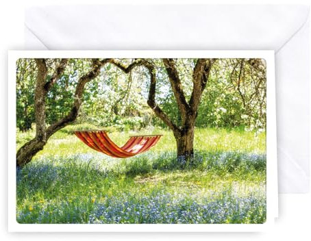 KE - Naturinspiration Grußkarte mit Wald, Bäumen und Hängematte Design - Weiß - Ohne Text