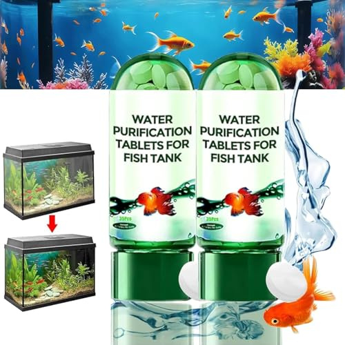 Powerful Aquarium Water Purification Tablet for Fish Tank 35 Pack, Water Purifying Tablets for Aquariums Turbidity Removal, Portable Aqua Water Purification Tablets Fish Aquariums Accessories