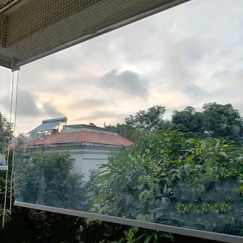 Koncey Wasserdichtes Transparentes Rollo, PVC-Kunststoff-Regenschutz-Fenster-Rollos, Wärmeisoliert, Staubdicht, Outdoor Pergola Seitenzug-Rollo für Terrasse, Garten und Balkon(200 x 150 cm)