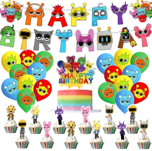 44 Stück Geburtstag Deko,Geburtstagsdeko Kinder,Geburtstag Party Set Kinder,Geburtstagsdeko mit Ballon Party Dekoration, Tortendeko & Banner,Perfekt für Kindergeburtstagsfeiern