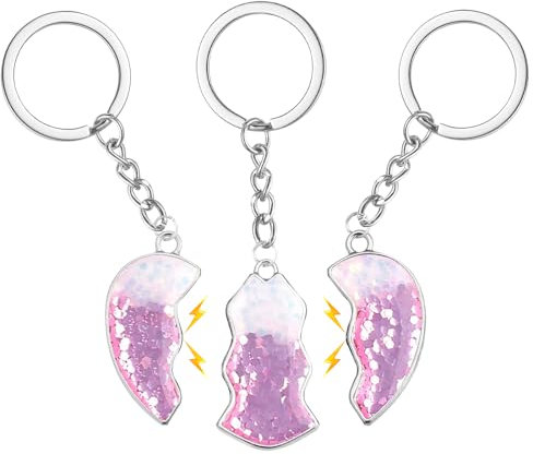 Porte Clef Meilleure Amie, 3 Pcs Cœur Cadeau Amie Magnétique Enfants Cœur Porte-Clés Cadeaux D'anniversaire de Noël Significatifs pour le Meilleur Ami
