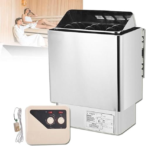 Drmoxin Stainless Steel Sauna Stove Heater with External Controller, 3-9 Kw Electric Sauna Heater Wet& Dry Sauna Stove Home SPA Sauna Room Supports Body Detox,8KW-220V