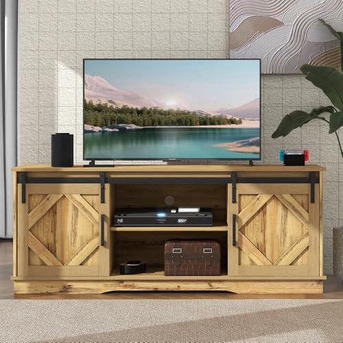 Grande mobile TV, credenza, centro di intrattenimento con 2 ante scorrevoli classiche, ripiani regolabili per soggiorno, sala da pranzo, casa di campagna, 150 x 40 x 60 cm