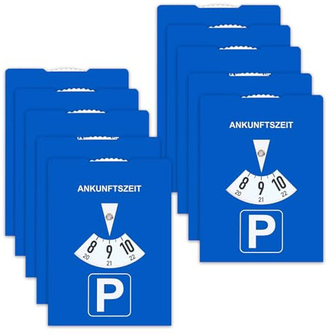HAPPOW 10 Stück Parkscheibe Pappe, Parking Disc 11 x 15 cm, tragbare Parkuhr Auto, wendbares Parkschein, Hochauflösendes Display, Universell für Autos und Motorräder(Blau)
