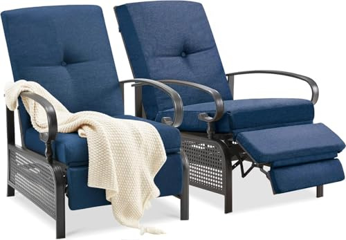 UNIONLINE Relaxliege Gartenliege Set of 2 für die Terrasse, Marineblau