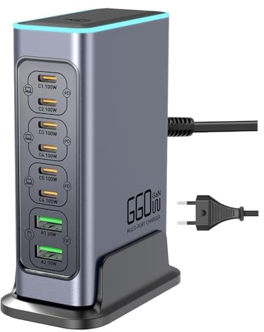 660W USB C Ladegerät Mehrfach, 8 Ports Schnellladegerät Ladestation mit 6 USB C + 2 USB A Ports für MacBook Pro/Air, iPad/iPhone 15Pro/Sumsung usw