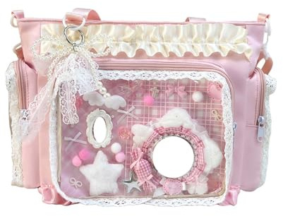 KeAiDMon Itabag Schultertasche mit Rüschen, Pin-Display-Tasche mit Anime-Abzeichen