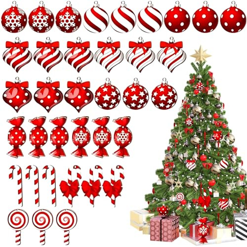 EujRcf 36PCS Candy Cane Christmas Decorations, 12 Styles Each 3 Pieces, Mini Candy Canes for Candy Cane Lane Christmas Decorations, Large Christmas Decorations, 2.5 x 3.14 Inches