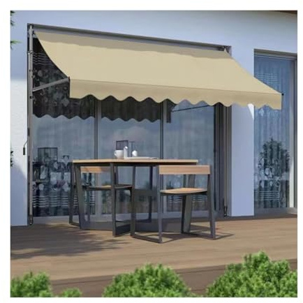 Manuell einziehbare Markise – verstellbare, faltbare Terrassenabdeckung mit UV-Schutz für Außenbereiche
