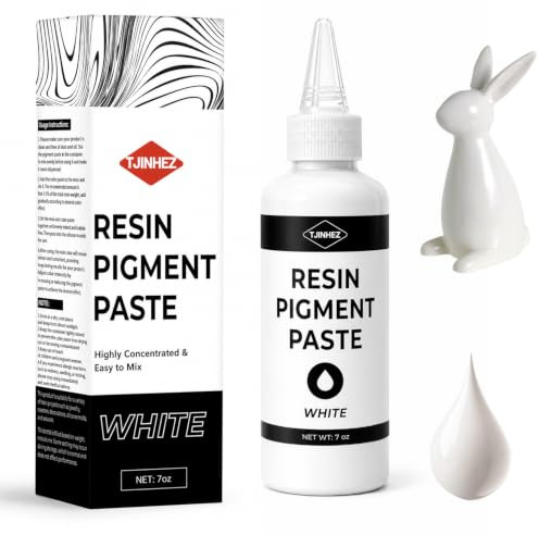 TJINHEZ Epoxidharz Pigmentpaste 190g, Hochkonzentrierter Harzfarbstoff für Epoxid- & UV-Harzkunst, Ideal für Ozeanwellen, Zellen, Schnürung, Malerei, Untersetzer & DIY Handwerk (Weiß)