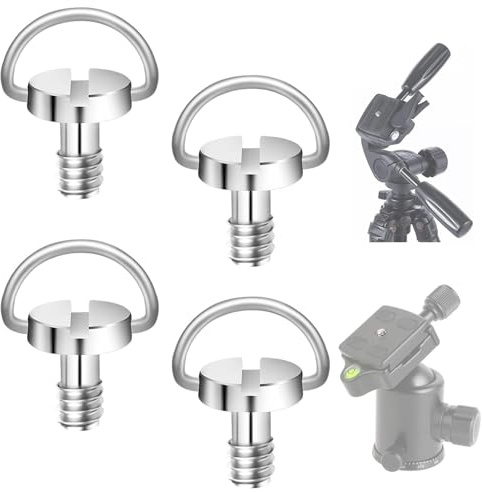 URYVAIW 4 Piezas Tornillo para Cámara 1/4-20, Tornillo con Anillo D de Acero Inoxidable 304 & Acero al Carbonio, para Cámaras & Trípodes
