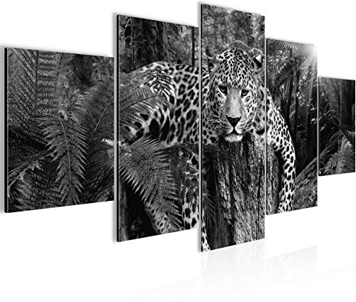 Runa Art Wandbilder Afrika Leopard 5 Teilig Bild auf Vlies Leinwand Deko Wohnzimmer Schlafzimmer Nachthimmel Blau 003552c