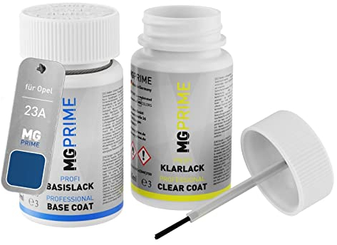 MG PRIME Autolack Lackstift Set für Opel 23A / G7I Aegean Blue/Indigo Blau Basislack Klarlack je 50ml