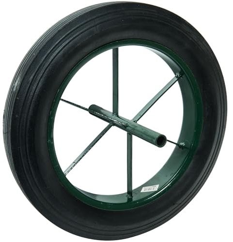 WERKA PRO - 10359 - Roue Increvable 15 - Diam 385 x 85 cm - Axe 20 mm / Longueur 242 mm - Pour Brouette ou Remorque Jardin