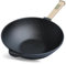 4BIG.fun Wok in ghisa 26 cm 2,8 L Padella wok adatta all'induzione robusta e rustica con manico rimovibile, per esterni, da campeggio