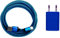 i! - 1A USB Netzteil + 2m Premium Nylon USB-C Schnellladekabel Datenkabel Ladegerät Set für Handy Tablet Smartphone - blau
