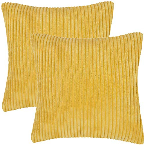 PiccoCasa Kissenbezug deko 2er Dekokissenbezug Samt Kissenhülle Zierkissenbezug Dekorative Kissenbezüge für Sofakissen Dekokissen Couchkissen Gelb 50x50cm